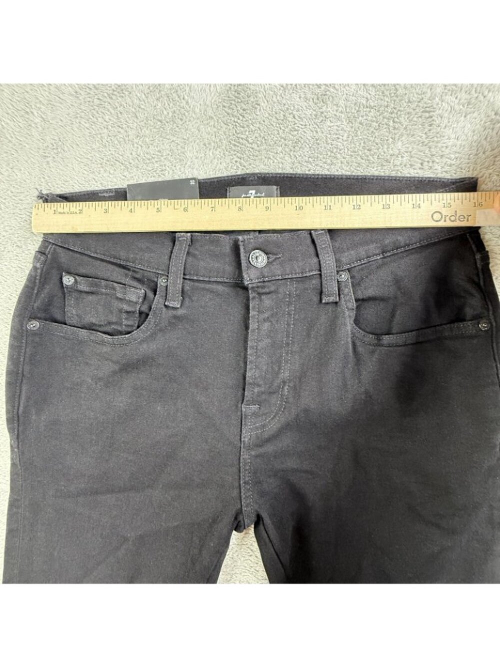 7 For All Mankind Paxtyn Jeans Mens 32x33 Black Skinny Stretch Dark Wash Denim - Picture 13 of 16